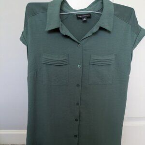 Fortune and Ivy womens green button down blouse short sleeve size S